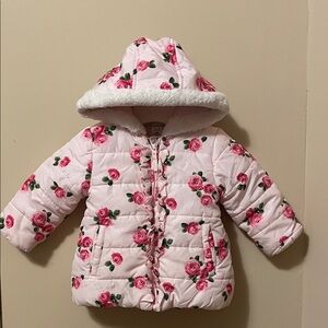 Floral Pink Kids Puffer Jacket
